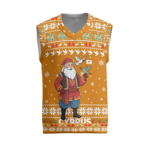 Cyprus Christmas Knitted V-Neck Vest Santa Holding Doves Olive Branch Snowflakes - African Pride