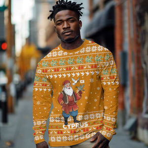 Cyprus Christmas Long Sleeve Shirt Santa Holding Doves Olive Branch Snowflakes - African Pride