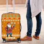 Cyprus Christmas Luggage Cover Santa Holding Doves Olive Branch Snowflakes - African Pride