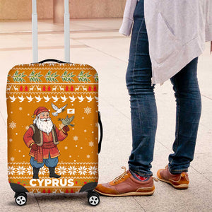 Cyprus Christmas Luggage Cover Santa Holding Doves Olive Branch Snowflakes - African Pride