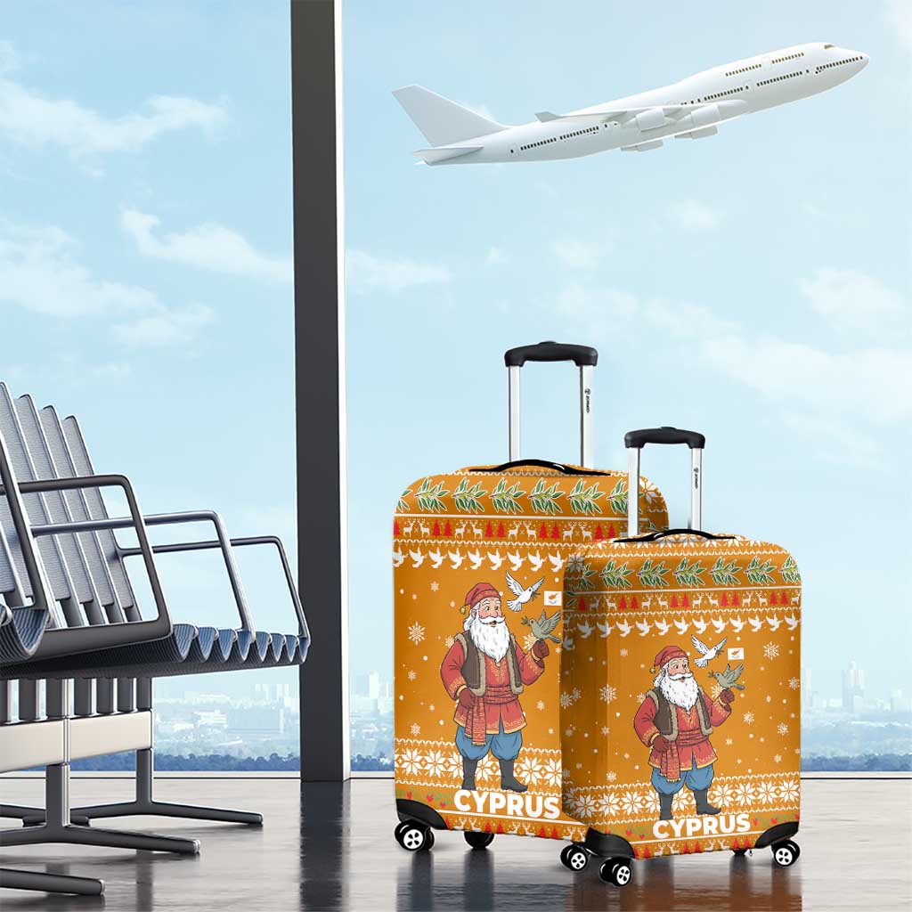 Cyprus Christmas Luggage Cover Santa Holding Doves Olive Branch Snowflakes - African Pride