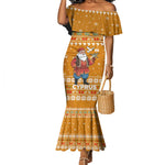 Cyprus Christmas Mermaid Dress Santa Holding Doves Olive Branch Snowflakes - African Pride