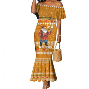 Cyprus Christmas Mermaid Dress Santa Holding Doves Olive Branch Snowflakes - African Pride