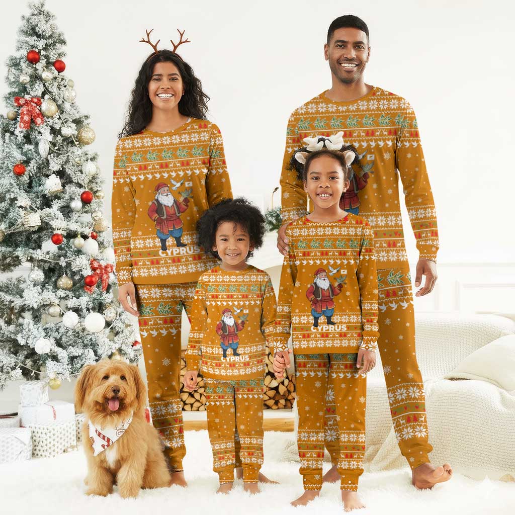 Cyprus Christmas Pajama Set Santa Holding Doves Olive Branch Snowflakes - African Pride