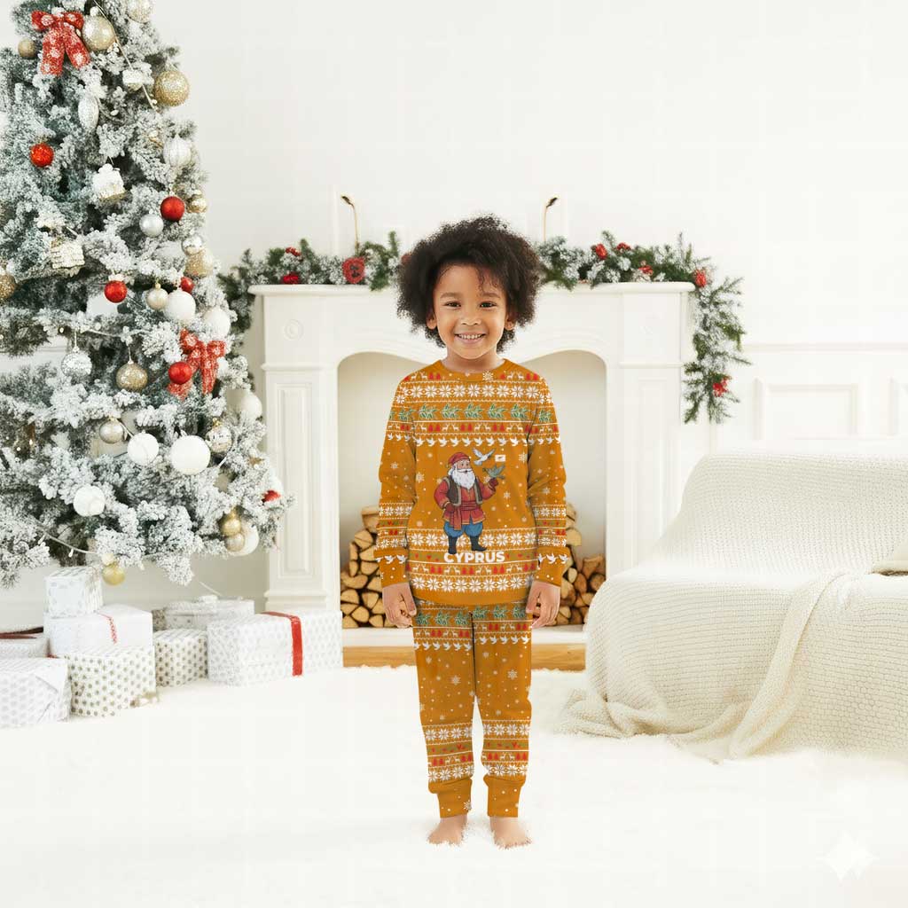 Cyprus Christmas Pajama Set Santa Holding Doves Olive Branch Snowflakes - African Pride