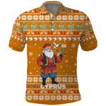 Cyprus Christmas Polo Shirt Santa Holding Doves Olive Branch Snowflakes - African Pride