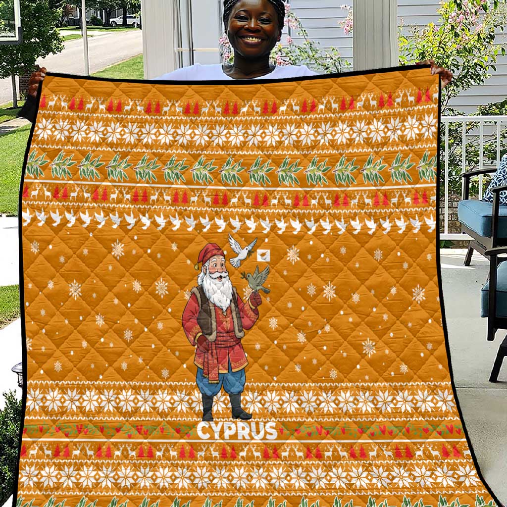 Cyprus Christmas Quilt Santa Holding Doves Olive Branch Snowflakes - African Pride