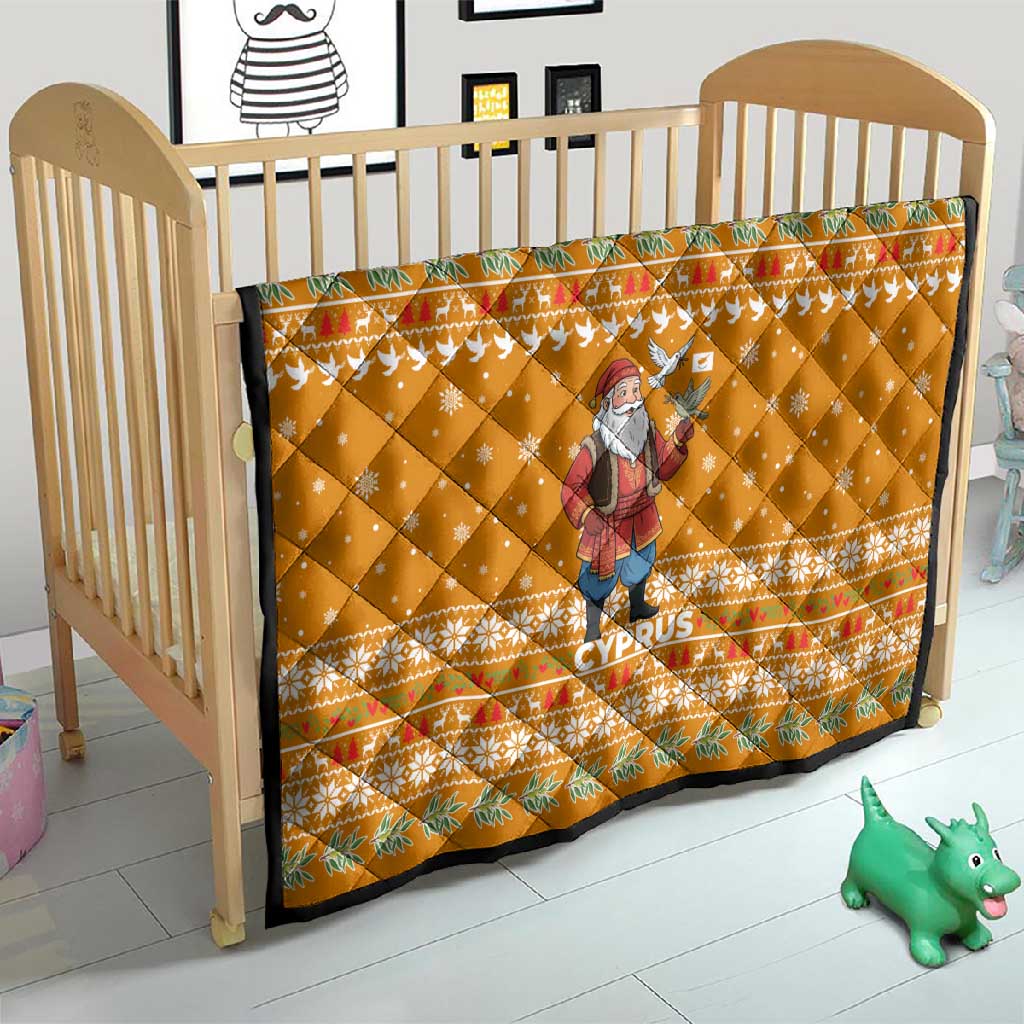 Cyprus Christmas Quilt Santa Holding Doves Olive Branch Snowflakes - African Pride