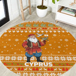 Cyprus Christmas Round Carpet Santa Holding Doves Olive Branch Snowflakes - African Pride