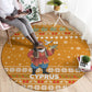 Cyprus Christmas Round Carpet Santa Holding Doves Olive Branch Snowflakes - African Pride