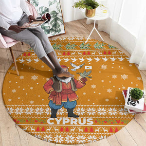 Cyprus Christmas Round Carpet Santa Holding Doves Olive Branch Snowflakes - African Pride