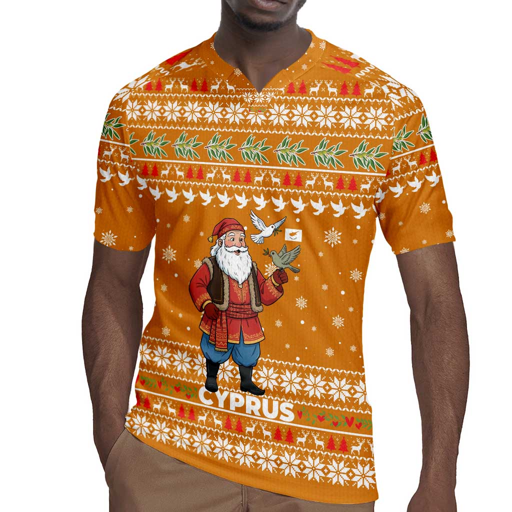 Cyprus Christmas Rugby Jersey Santa Holding Doves Olive Branch Snowflakes - African Pride