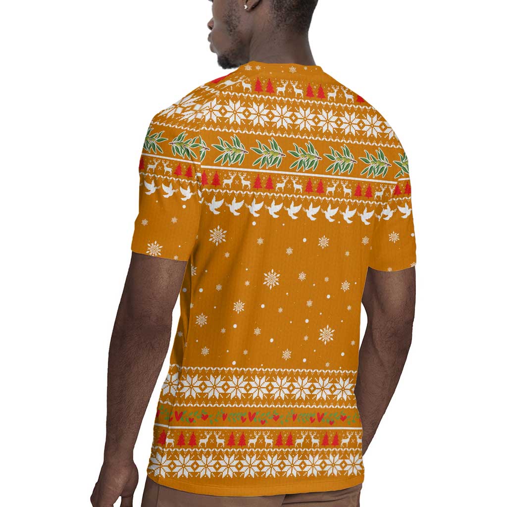 Cyprus Christmas Rugby Jersey Santa Holding Doves Olive Branch Snowflakes - African Pride