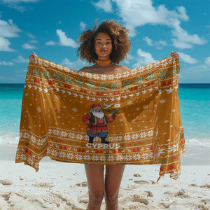 Cyprus Christmas Sarong Santa Holding Doves Olive Branch Snowflakes - African Pride