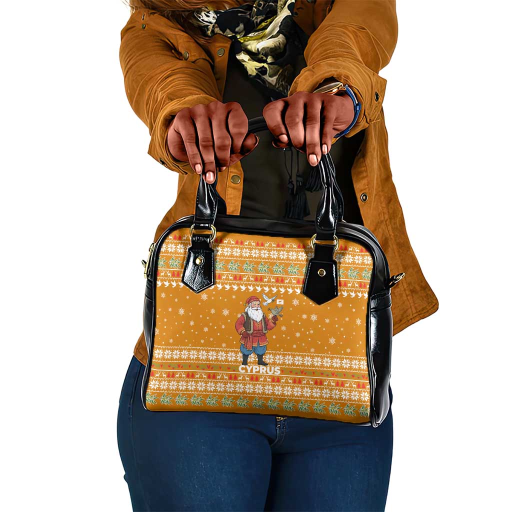 Cyprus Christmas Shoulder Handbag Santa Holding Doves Olive Branch Snowflakes - African Pride
