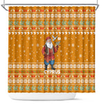 Cyprus Christmas Shower Curtain Santa Holding Doves Olive Branch Snowflakes - African Pride