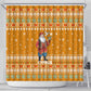 Cyprus Christmas Shower Curtain Santa Holding Doves Olive Branch Snowflakes - African Pride