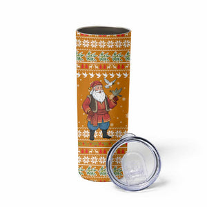 Cyprus Christmas Skinny Tumbler Santa Holding Doves Olive Branch Snowflakes - African Pride