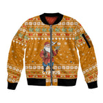 Cyprus Christmas Sleeve Zip Bomber Jacket Santa Holding Doves Olive Branch Snowflakes - African Pride