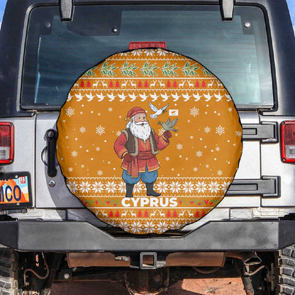 Cyprus Christmas Spare Tire Cover Santa Holding Doves Olive Branch Snowflakes - African Pride