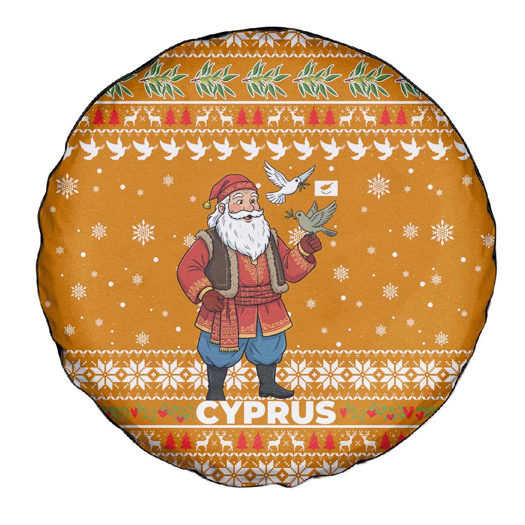 Cyprus Christmas Spare Tire Cover Santa Holding Doves Olive Branch Snowflakes - African Pride