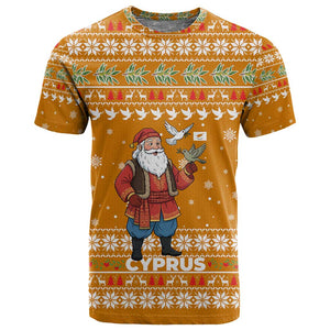 Cyprus Christmas T shirt Santa Holding Doves Olive Branch Snowflakes - African Pride