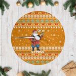 Cyprus Christmas Tree Skirt Santa Holding Doves Olive Branch Snowflakes - African Pride