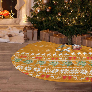 Cyprus Christmas Tree Skirt Santa Holding Doves Olive Branch Snowflakes - African Pride