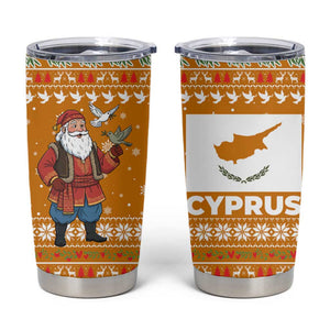 Cyprus Christmas Tumbler Cup Santa Holding Doves Olive Branch Snowflakes - African Pride
