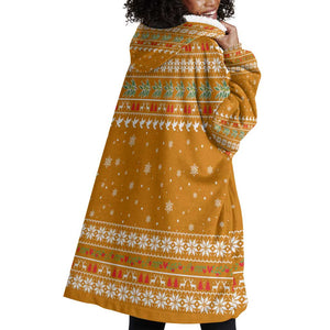 Cyprus Christmas Wearable Blanket Hoodie Santa Holding Doves Olive Branch Snowflakes - African Pride