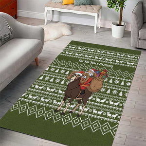 Cyprus Christmas Area Rug Santa Riding Ram Ho Ho Holy Cyprus - African Pride