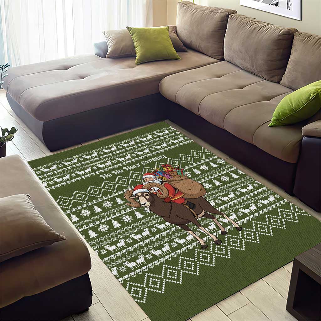 Cyprus Christmas Area Rug Santa Riding Ram Ho Ho Holy Cyprus - African Pride