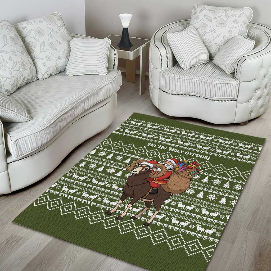 Cyprus Christmas Area Rug Santa Riding Ram Ho Ho Holy Cyprus - African Pride