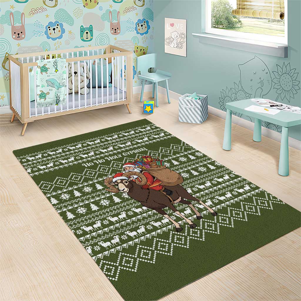 Cyprus Christmas Area Rug Santa Riding Ram Ho Ho Holy Cyprus - African Pride