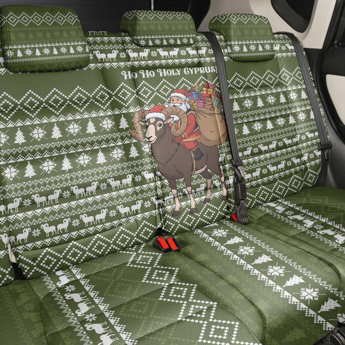 Cyprus Christmas Back Car Seat Cover Santa Riding Ram Ho Ho Holy Cyprus - African Pride