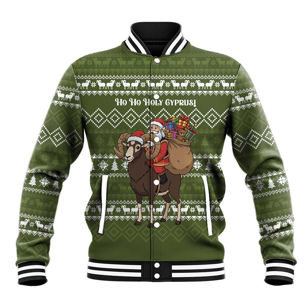 Cyprus Christmas Baseball Jacket Santa Riding Ram Ho Ho Holy Cyprus - African Pride