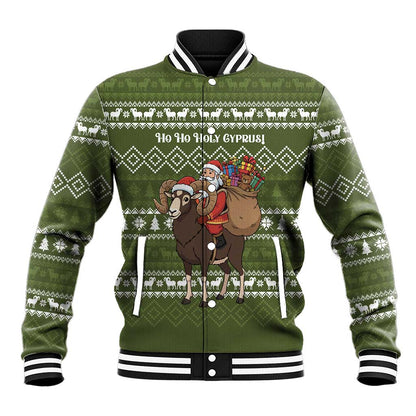 Cyprus Christmas Baseball Jacket Santa Riding Ram Ho Ho Holy Cyprus - African Pride