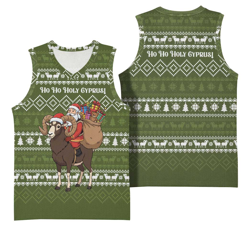 Cyprus Christmas Basketball Jersey Santa Riding Ram Ho Ho Holy Cyprus - African Pride