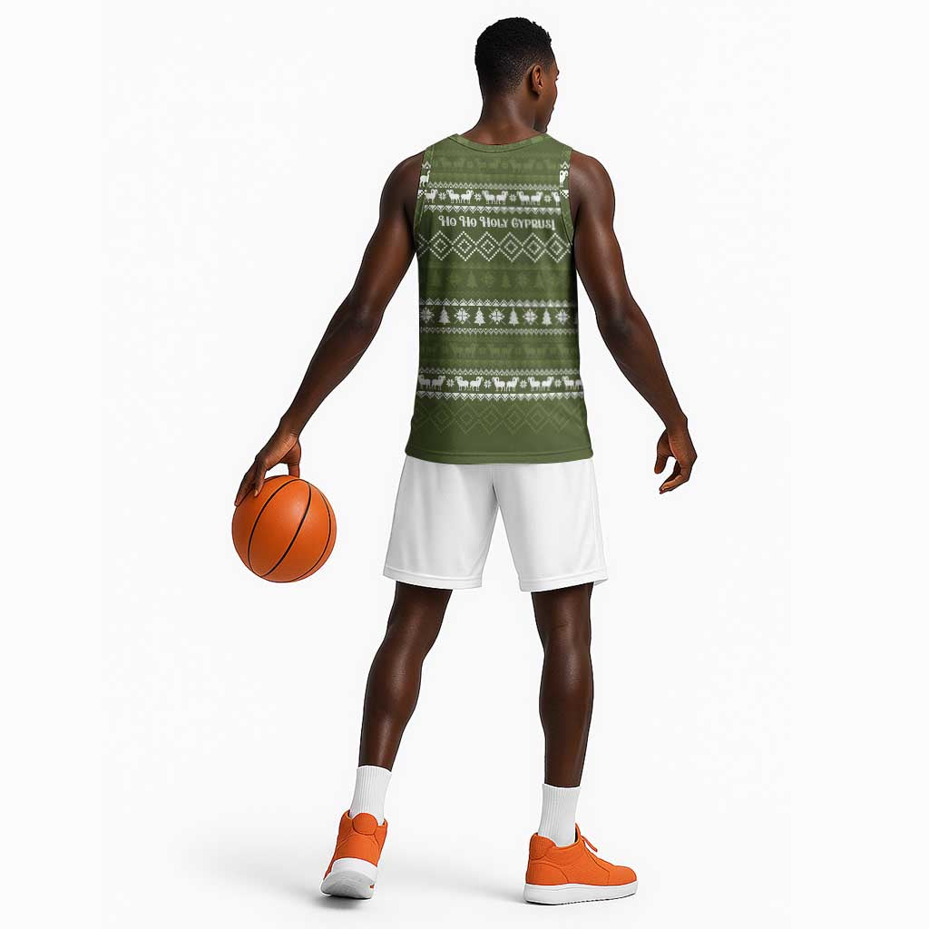 Cyprus Christmas Basketball Jersey Santa Riding Ram Ho Ho Holy Cyprus - African Pride