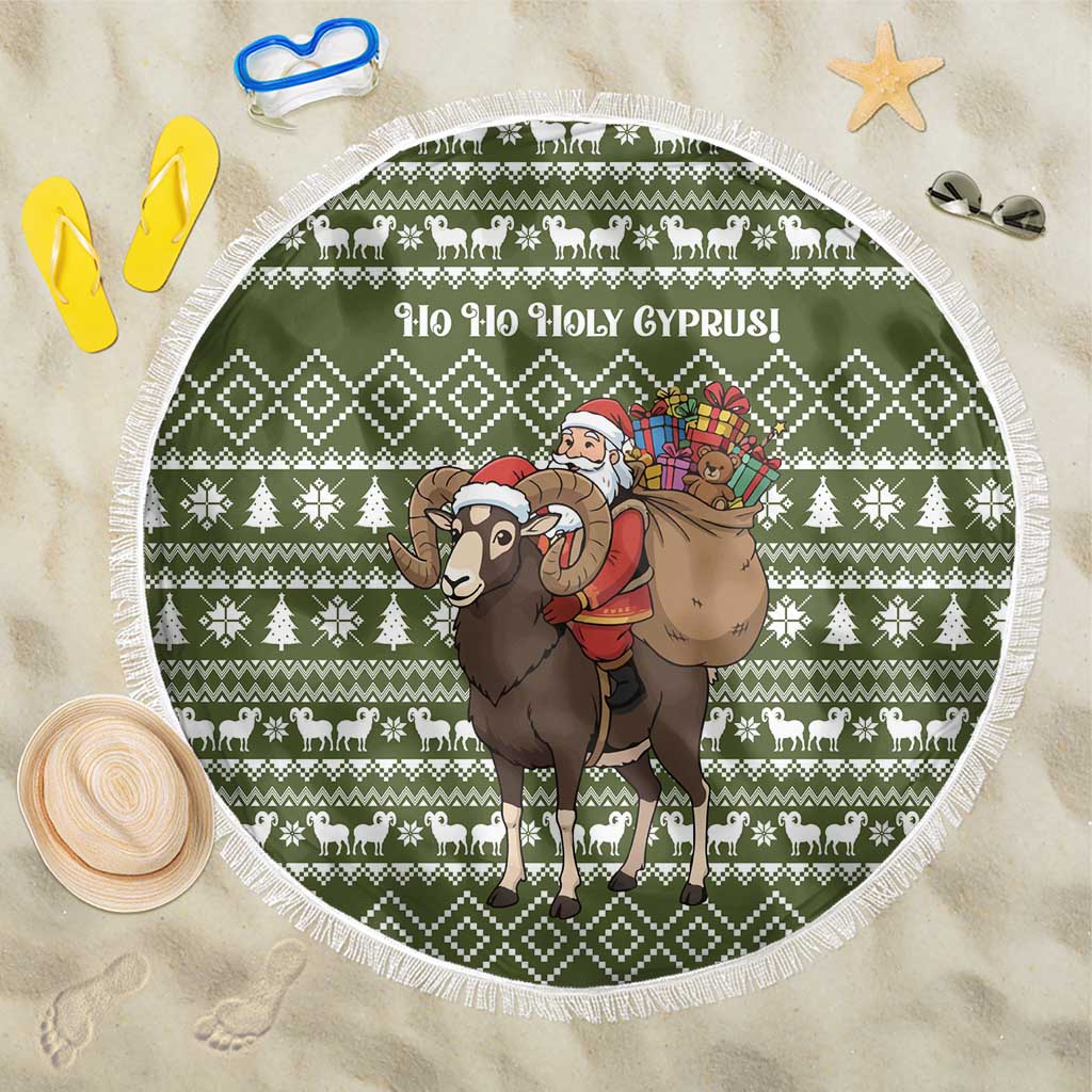 Cyprus Christmas Beach Blanket Santa Riding Ram Ho Ho Holy Cyprus - African Pride