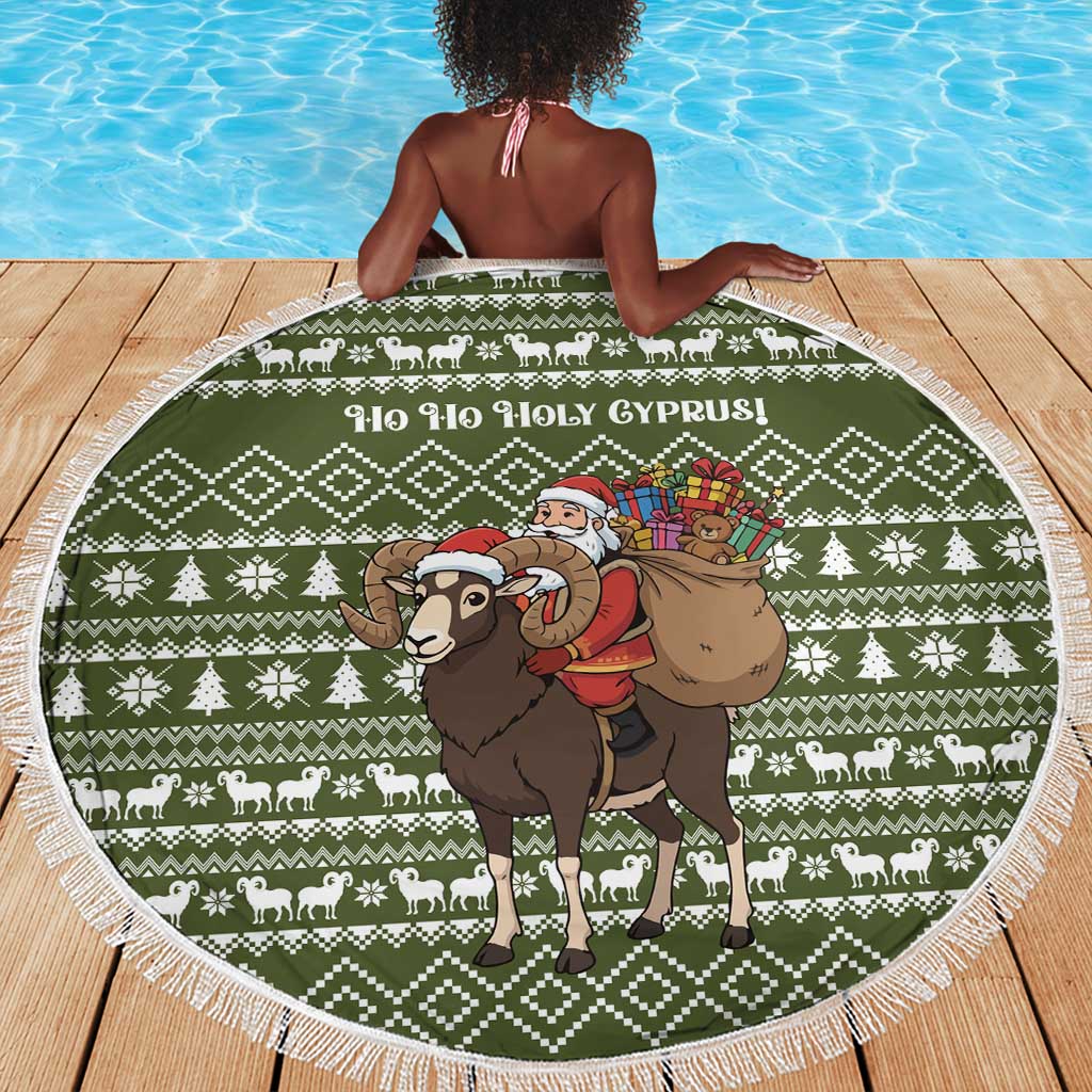 Cyprus Christmas Beach Blanket Santa Riding Ram Ho Ho Holy Cyprus - African Pride