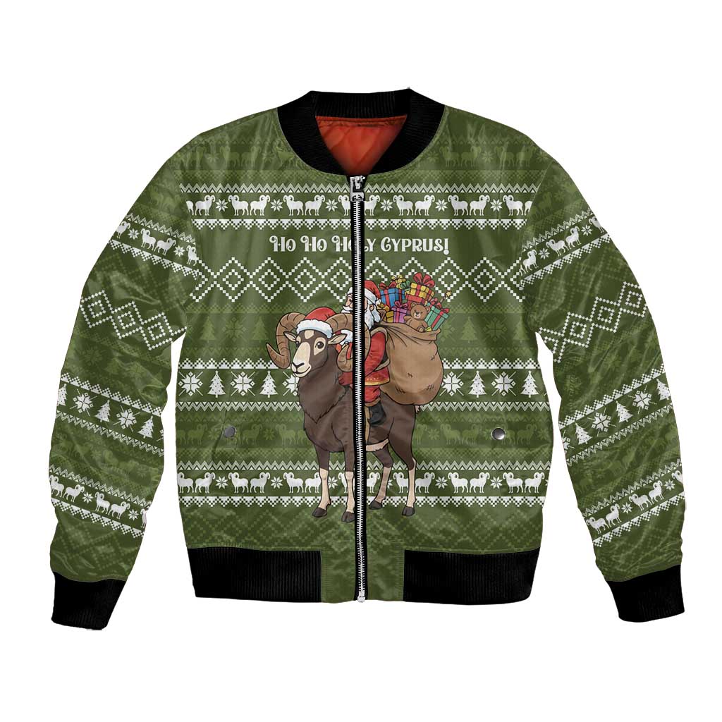 Cyprus Christmas Bomber Jacket Santa Riding Ram Ho Ho Holy Cyprus - African Pride