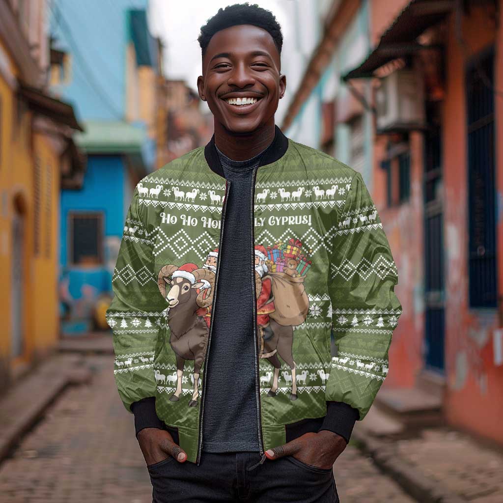 Cyprus Christmas Bomber Jacket Santa Riding Ram Ho Ho Holy Cyprus - African Pride