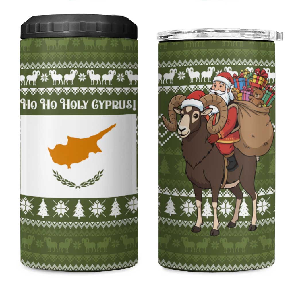 Cyprus Christmas 4 in 1 Can Cooler Tumbler Santa Riding Ram Ho Ho Holy Cyprus - African Pride