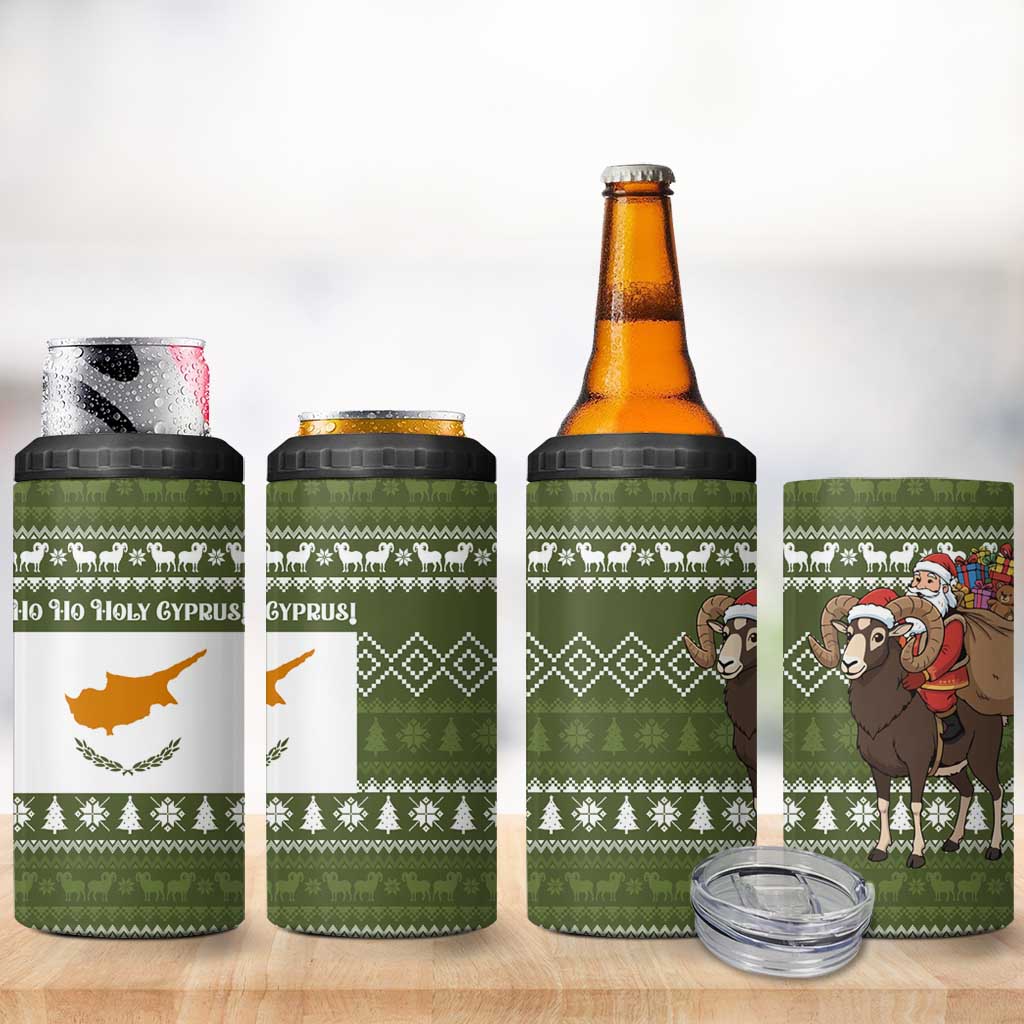 Cyprus Christmas 4 in 1 Can Cooler Tumbler Santa Riding Ram Ho Ho Holy Cyprus - African Pride
