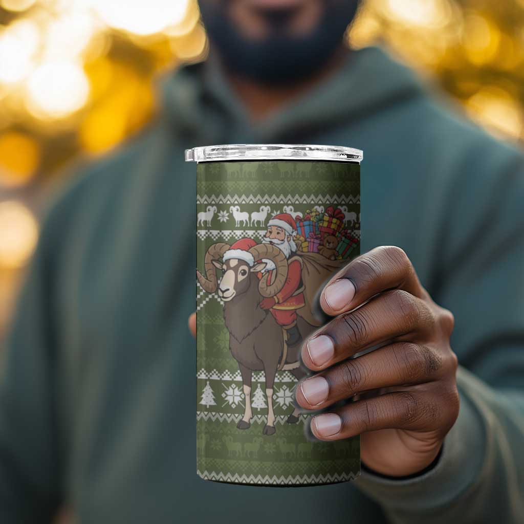 Cyprus Christmas 4 in 1 Can Cooler Tumbler Santa Riding Ram Ho Ho Holy Cyprus - African Pride