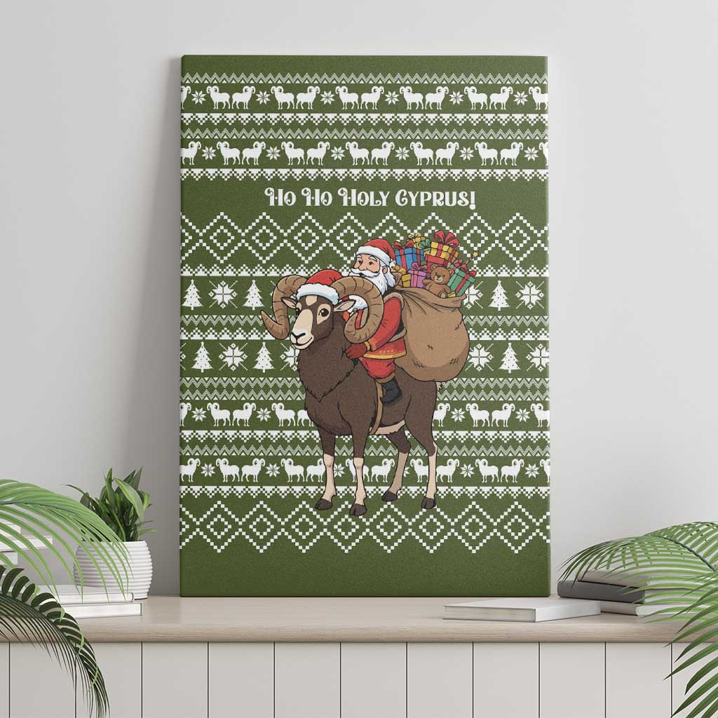 Cyprus Christmas Canvas Wall Art Santa Riding Ram Ho Ho Holy Cyprus - African Pride