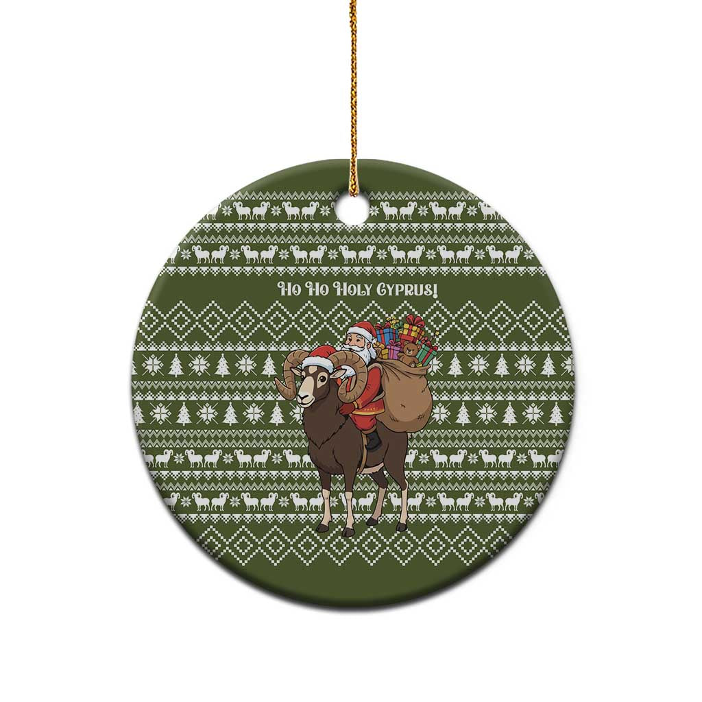 Cyprus Christmas Ceramic Ornament Santa Riding Ram Ho Ho Holy Cyprus - African Pride