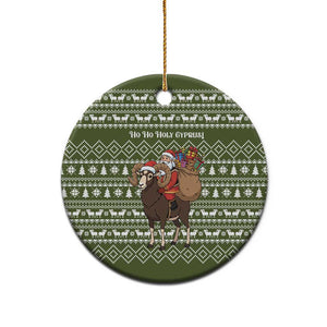 Cyprus Christmas Ceramic Ornament Santa Riding Ram Ho Ho Holy Cyprus - African Pride