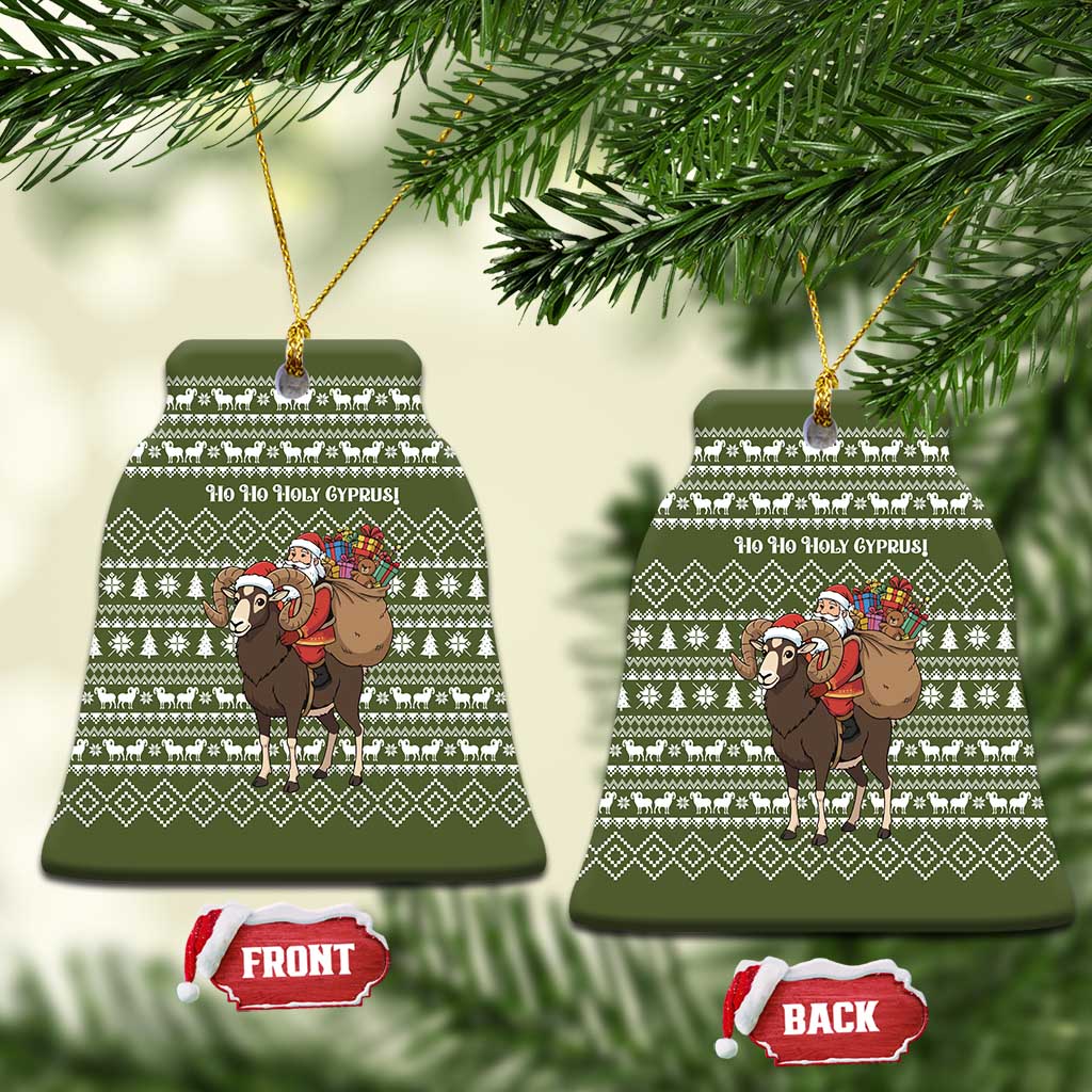 Cyprus Christmas Ceramic Ornament Santa Riding Ram Ho Ho Holy Cyprus - African Pride